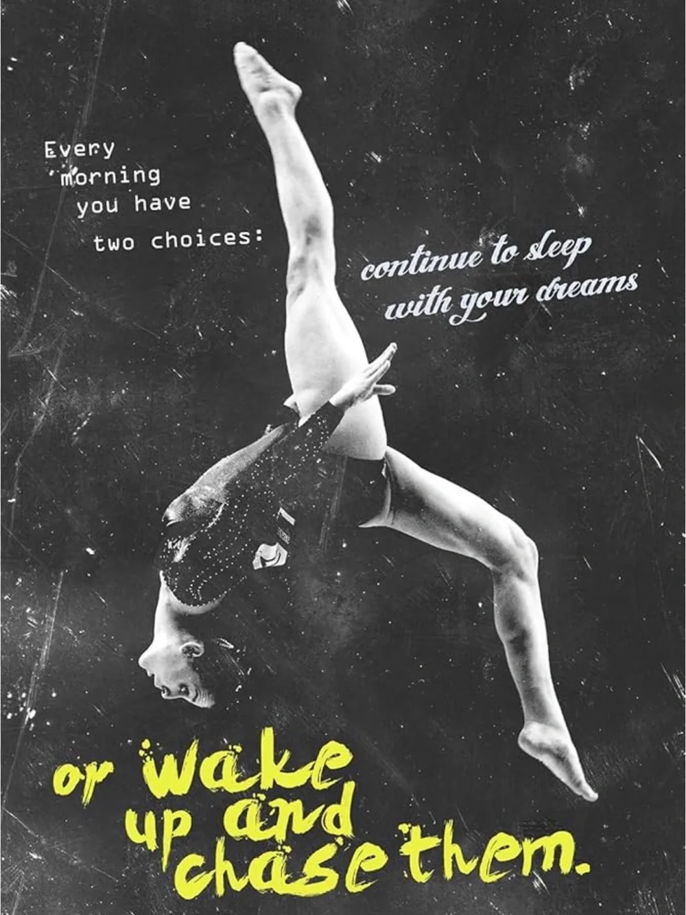 (New) Black and White Gymnastics Motivational Poster on heavy Vinyl & Art tube
